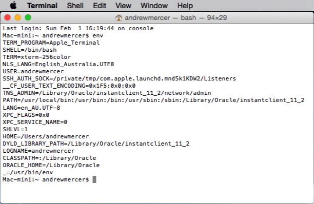 Checking Environment Variables in OS X terminal