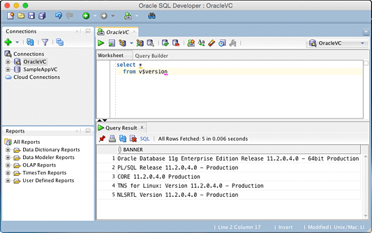 Verify SQL Developer connectivity