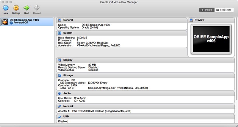 VirtualBox - VM Details view